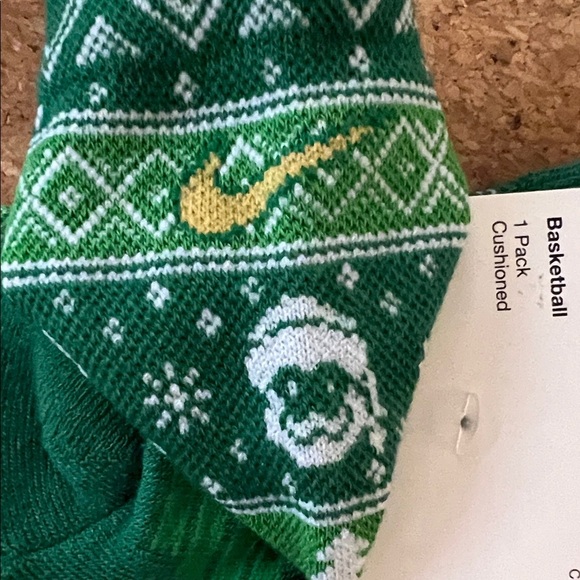 Youth Nike Elite Green Christmas Crew Socks Santa 10C-3Y - Picture 4 of 6